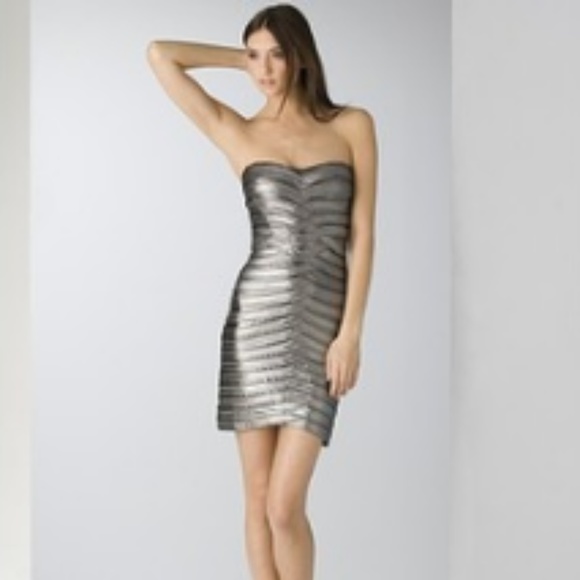 NEW!! Women's BCBG Gunmetal Banded Tube Dress - Picture 2 of 6